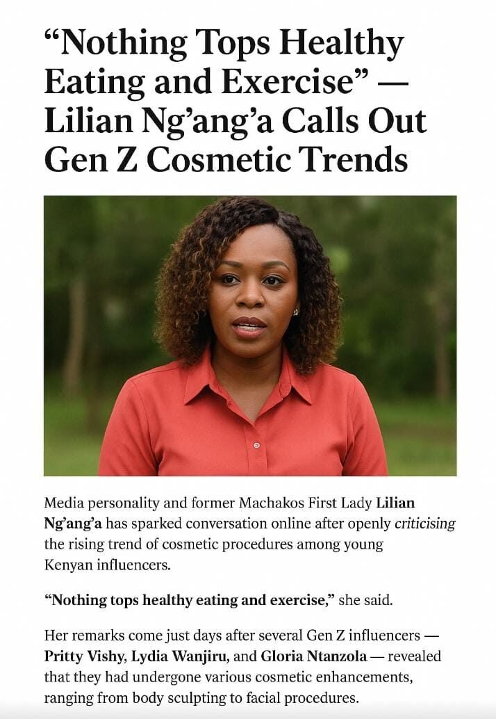 “Nothing Tops Healthy Eating and Exercise” — Lilian Ng’ang’a Calls Out Gen Z Cosmetic Trends